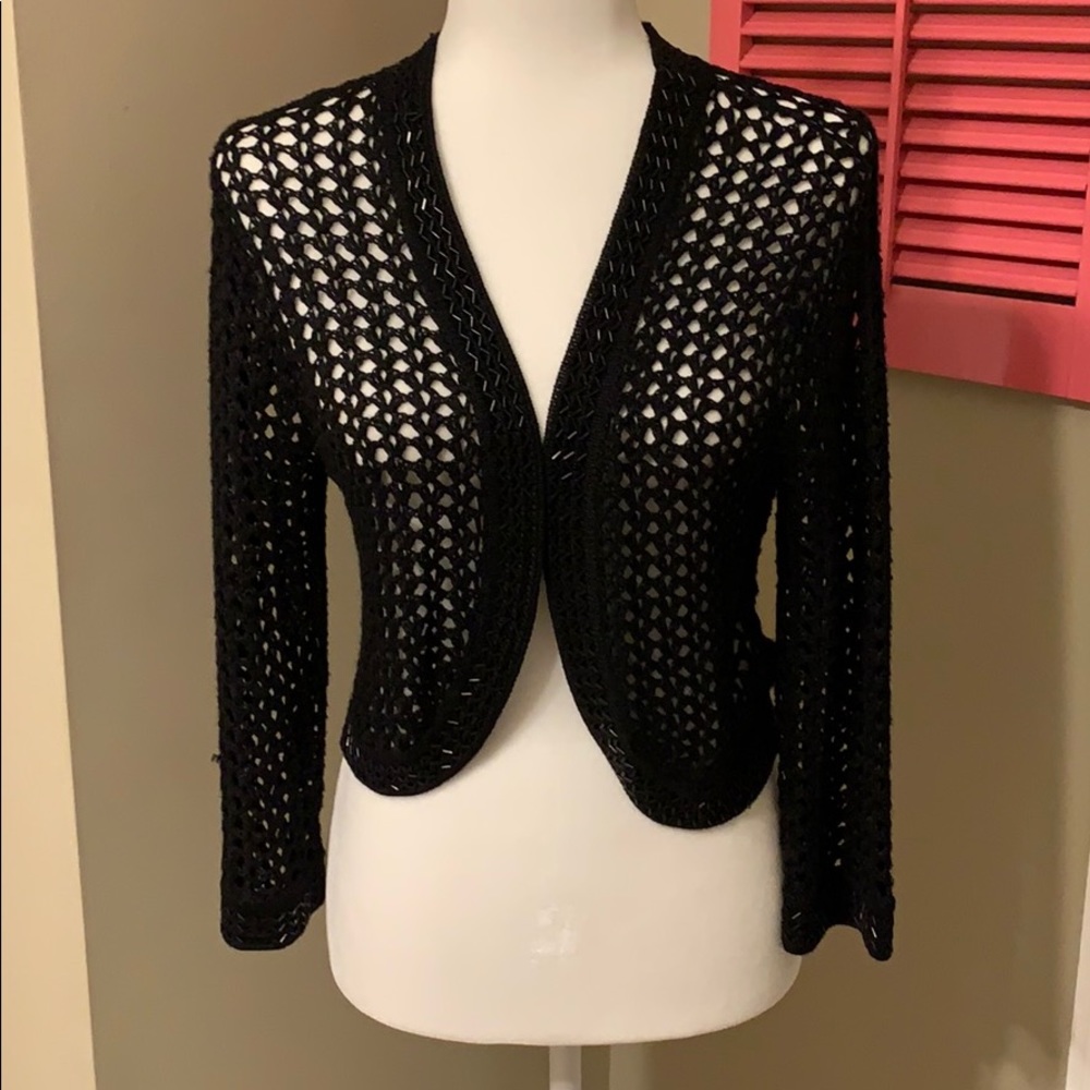 Gorgeous Linen blend mesh bolero sweater ECU